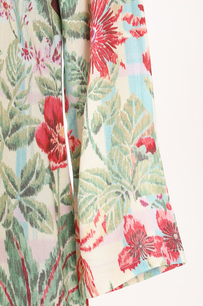 Off White Floral Printed Straight Kurta With Straight Pants Co-ord Set