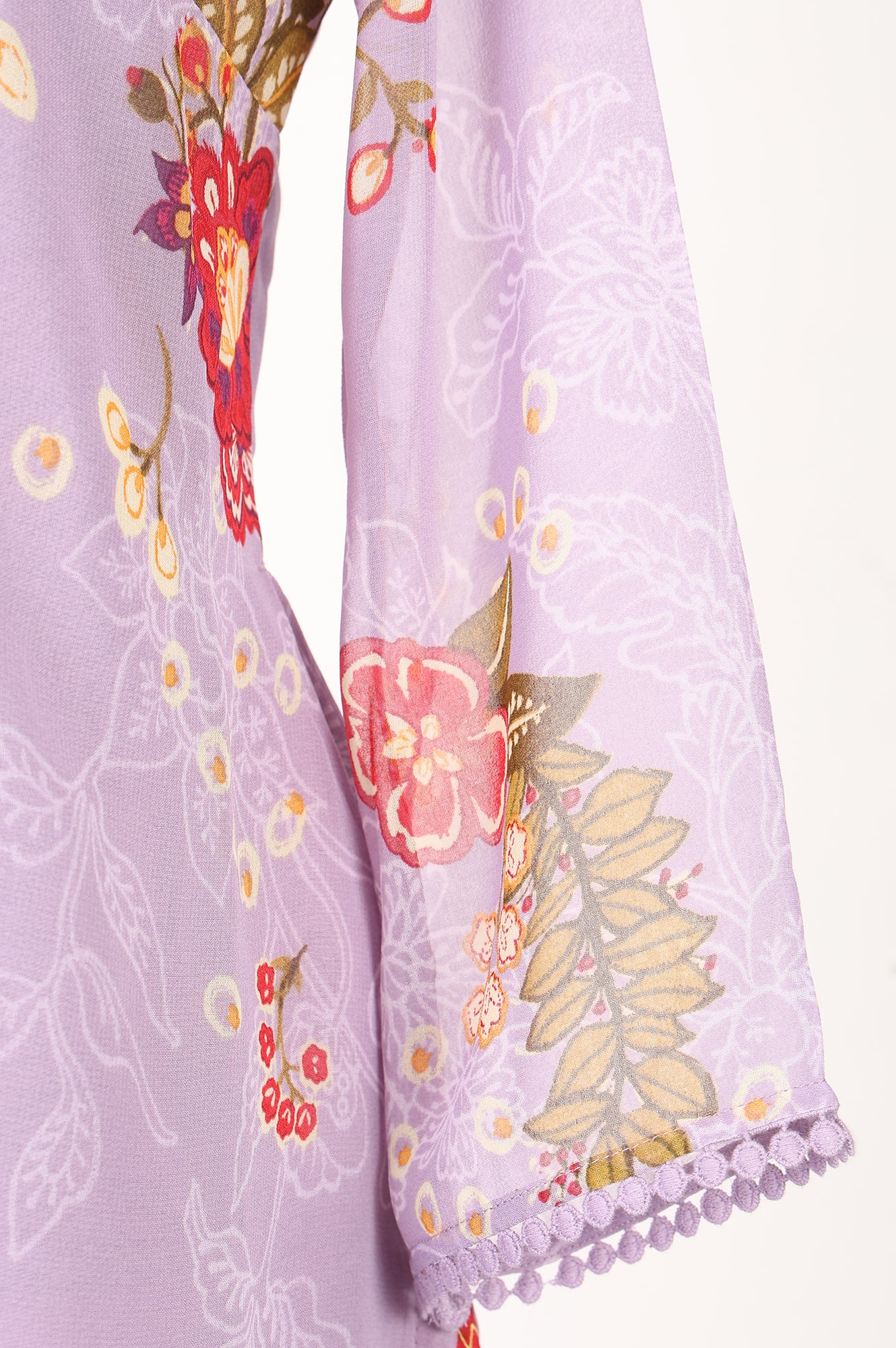 Lavender Floral Printed Georgette Straight Kurta With Pants Co-ord Set