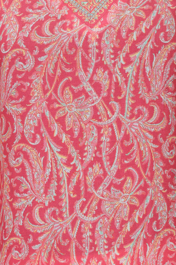 Pink Paisley Printed Modal Straight Kurta and Pants Co-ord Set