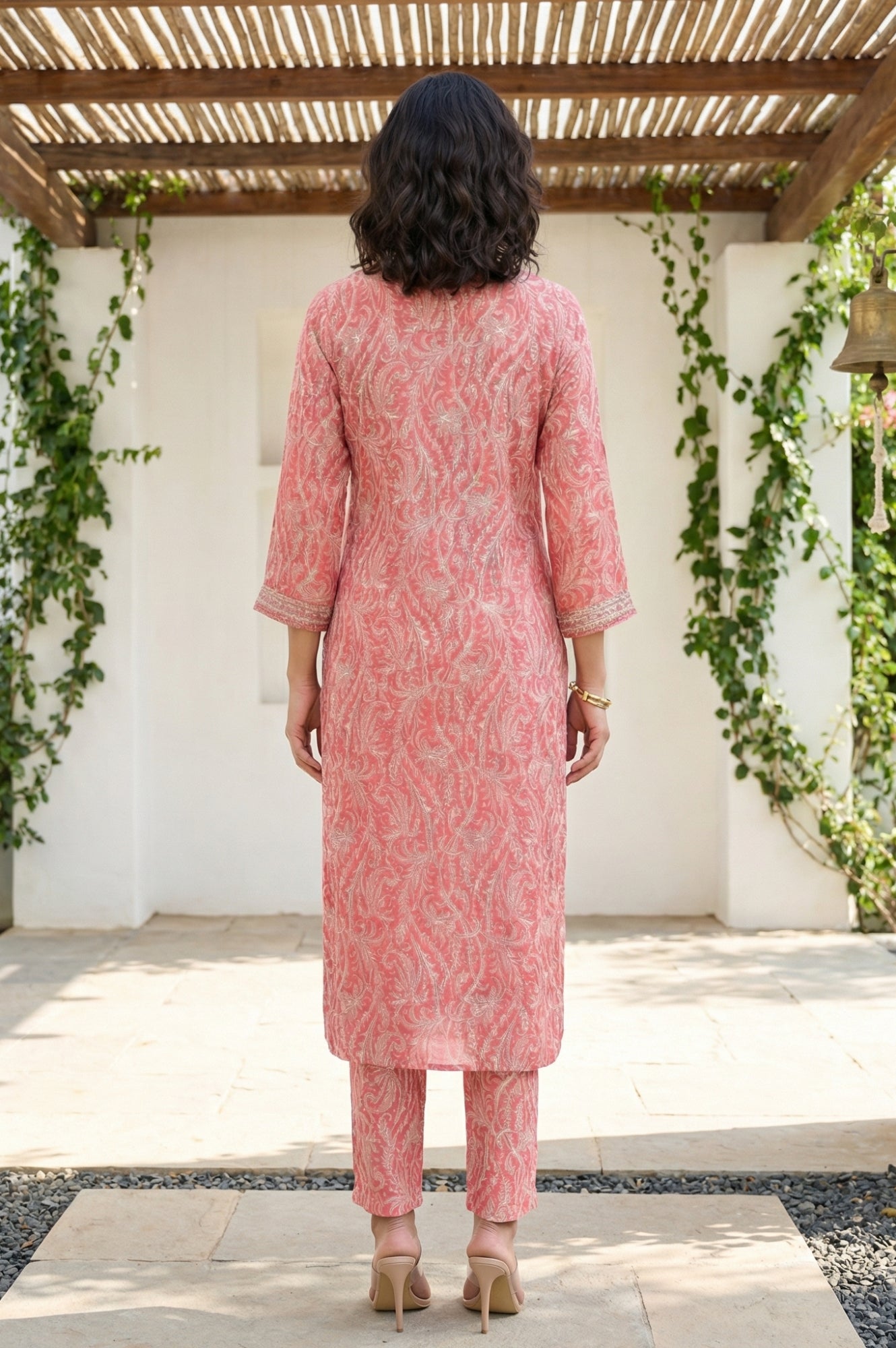 Pink Paisley Printed Modal Straight Kurta and Pants Co-ord Set