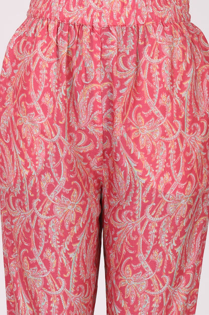 Pink Paisley Printed Modal Straight Kurta and Pants Co-ord Set