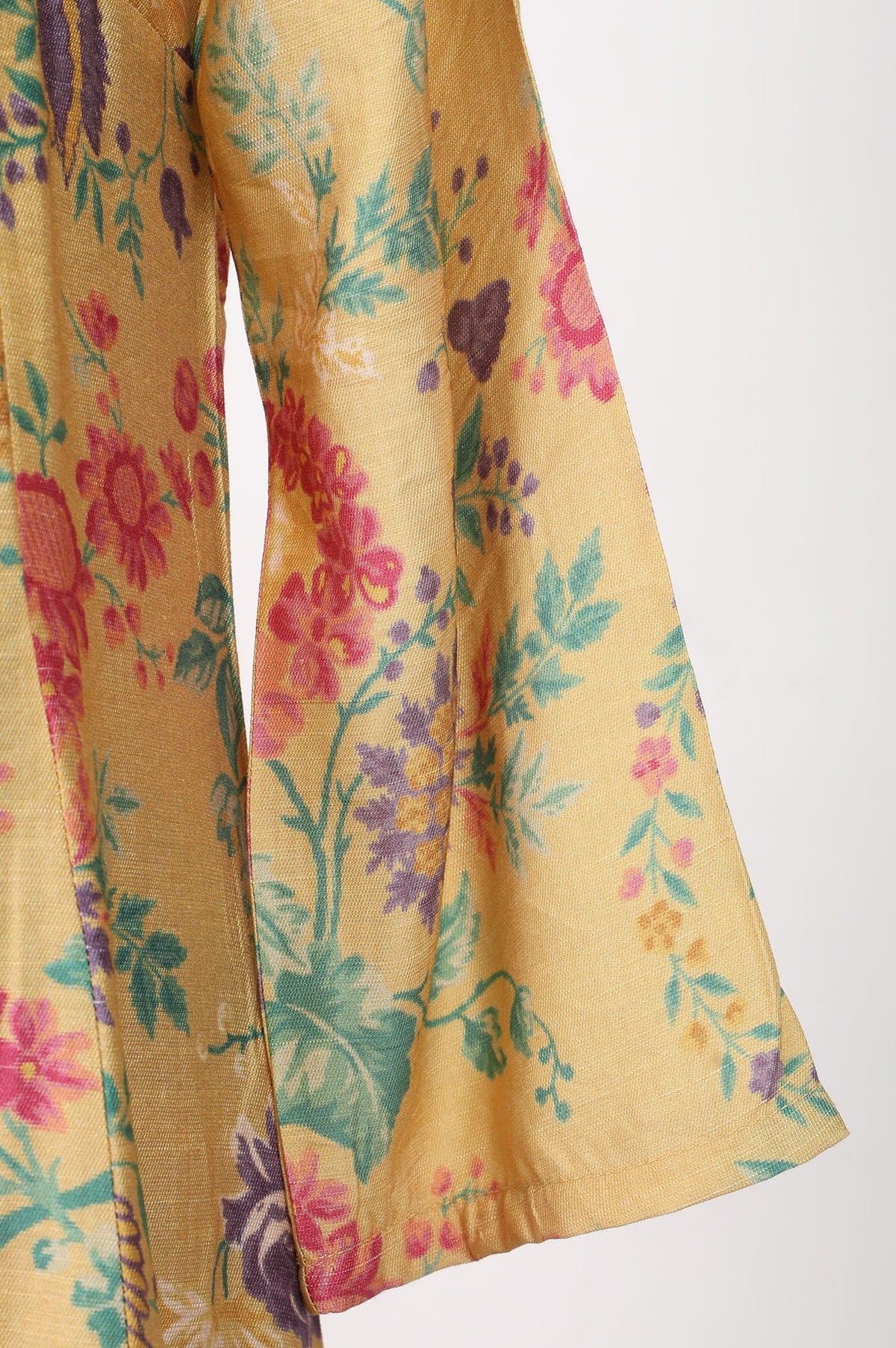 Yellow Floral Printed Straight Kurta with Pants Co-ord Set