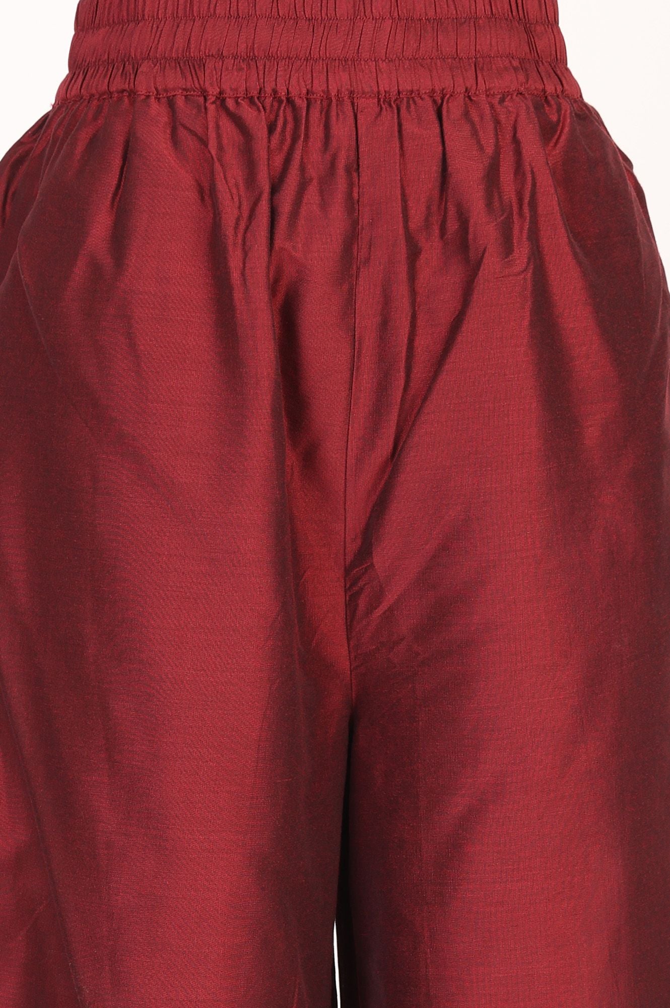 Maroon Thread Embroidered Straight Kurta with Pant and Dupatta Set