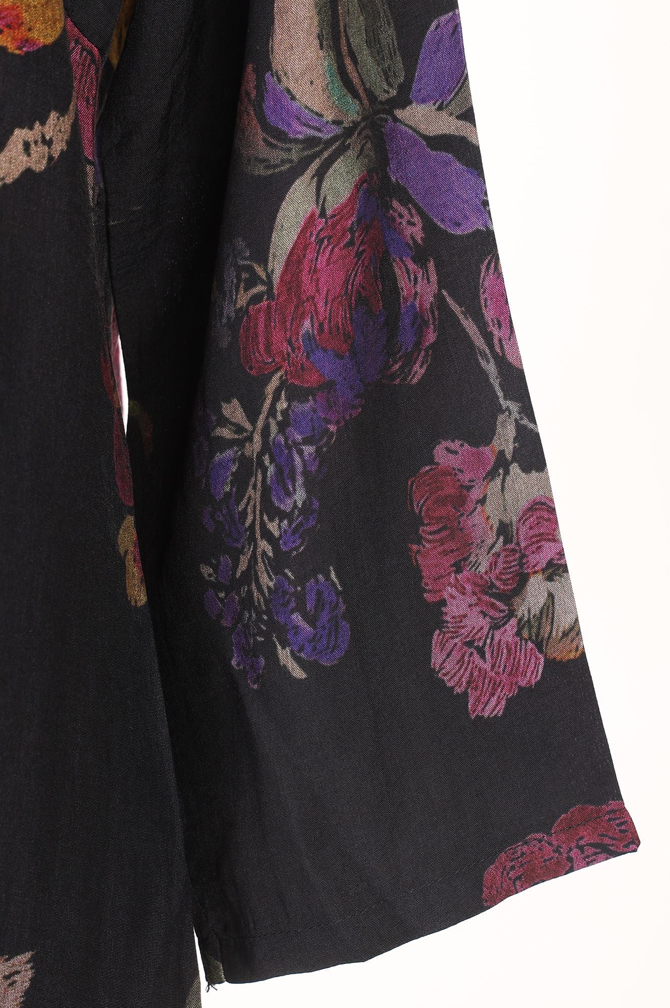 Black Floral Printed Crepe Straight Kurta with Pants Co-ord Set