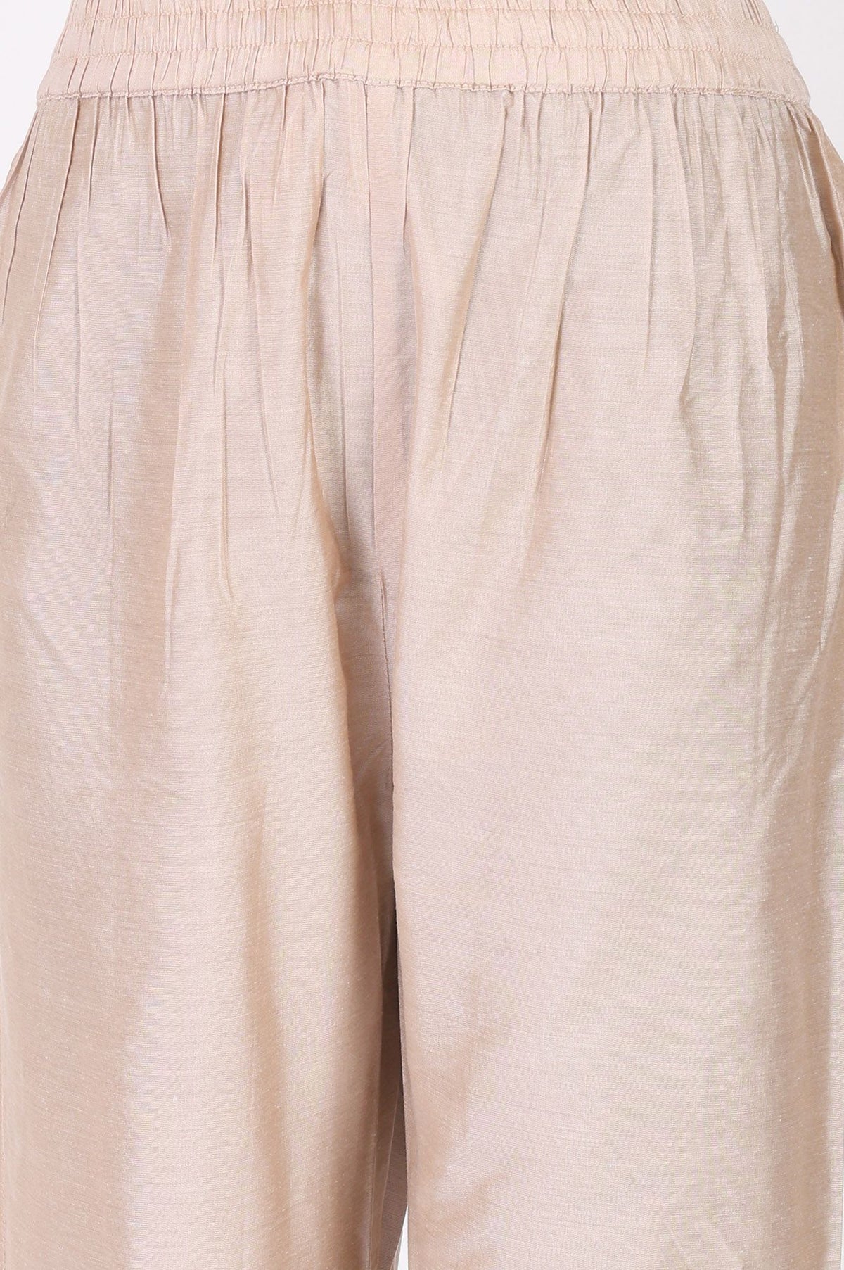 Peach Floral Printed Thread Embroidered Straight Kurta with Straight Pants and Dupatta Set