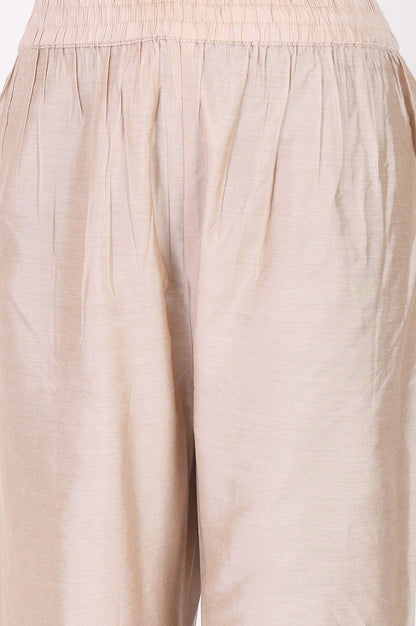 Peach Floral Printed Thread Embroidered Straight Kurta with Straight Pants and Dupatta Set