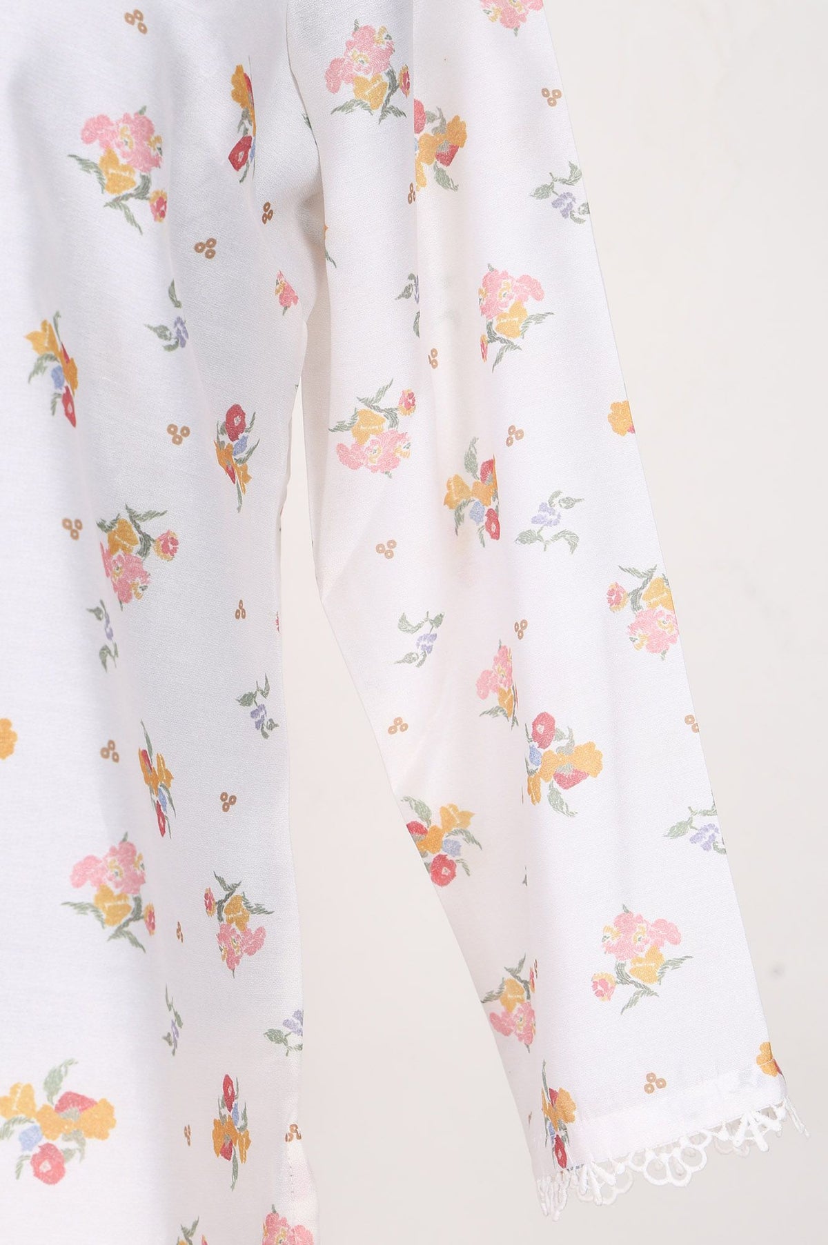 White Floral Printed Thread Embroidered Chanderi Straight Kurta with Pants and Dupatta Set
