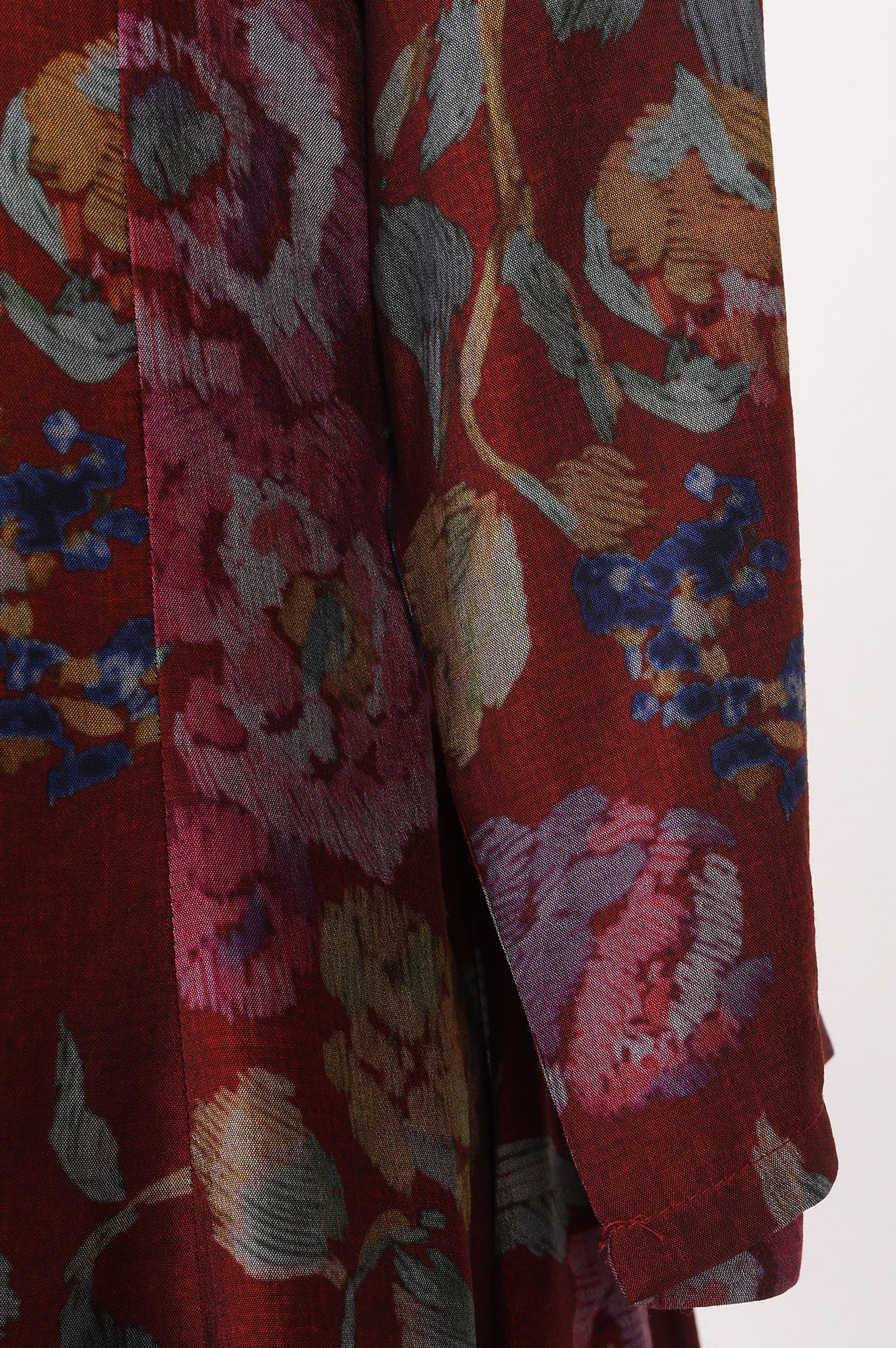 Maroon Floral Printed Crepe Straight Kurta with Pants and Dupatta Set