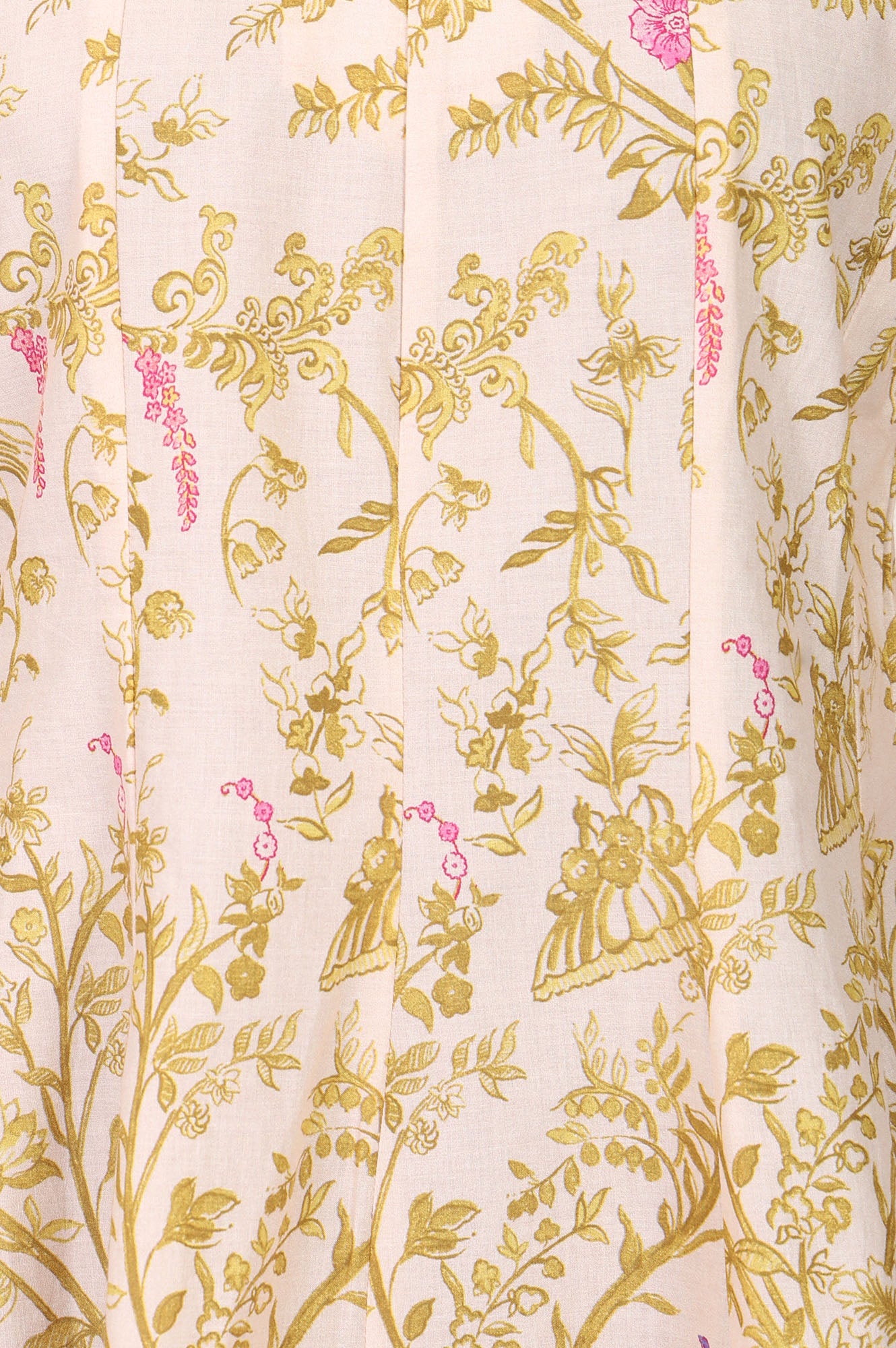 Beige Floral Printed Pure Cotton A-Line Kurta With Straight Pants and Dupatta Set