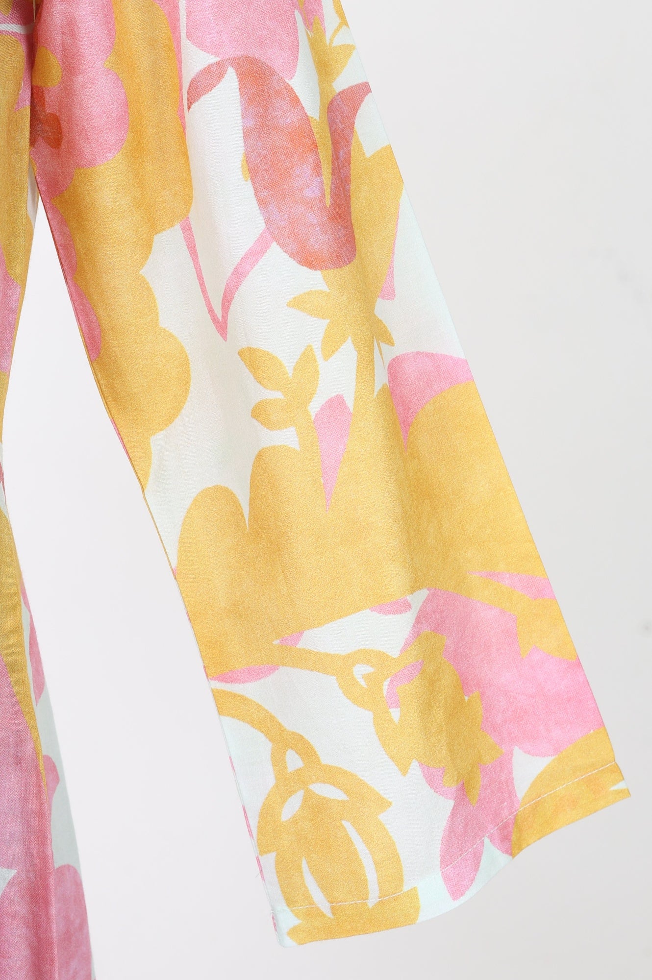 Off White Floral Printed Pure Cotton Flared Kurta With Pants and Dupatta Set