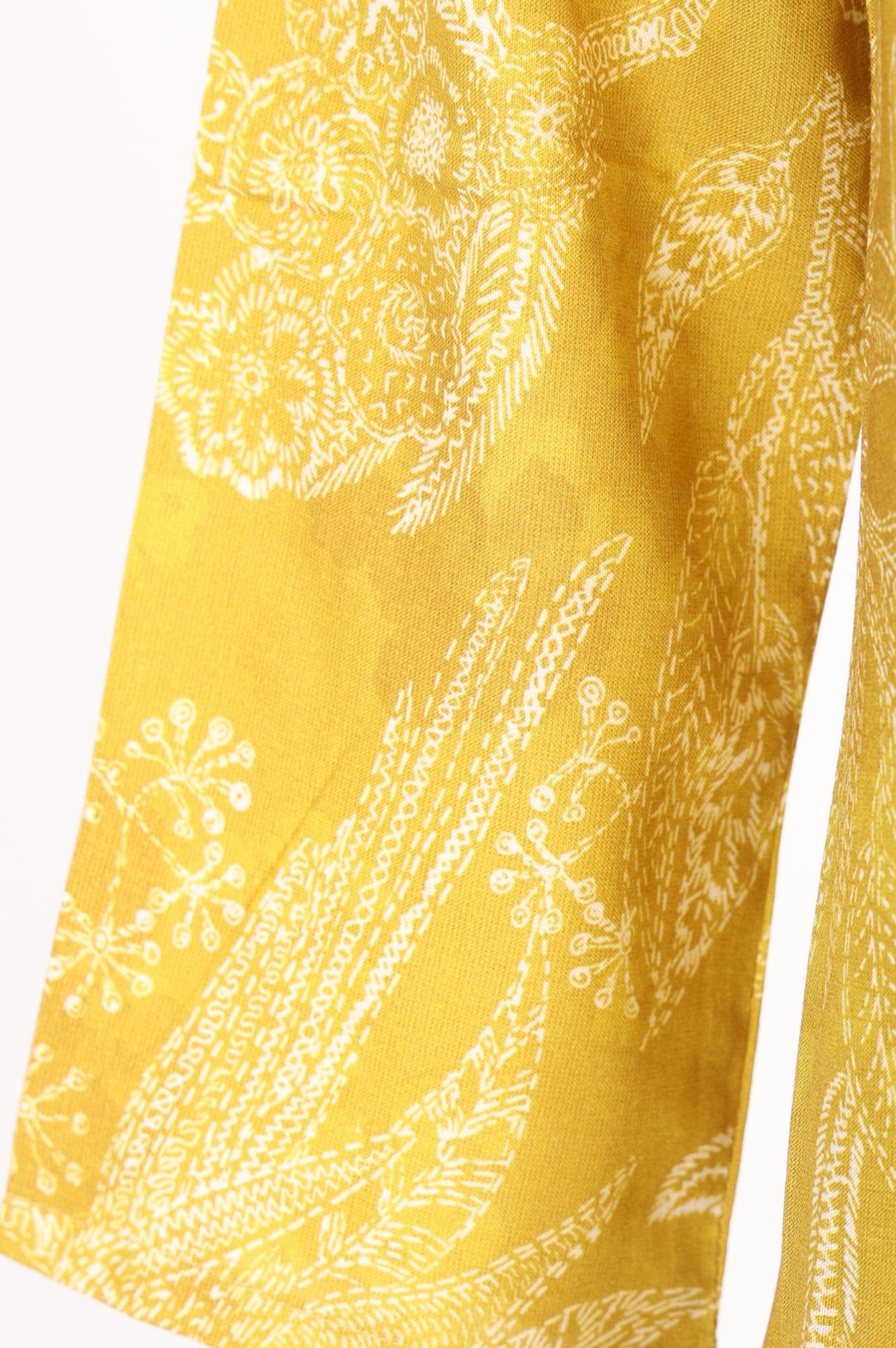 Yellow Floral Printed Pure Cotton Flared Kurta With Pants and Dupatta Set