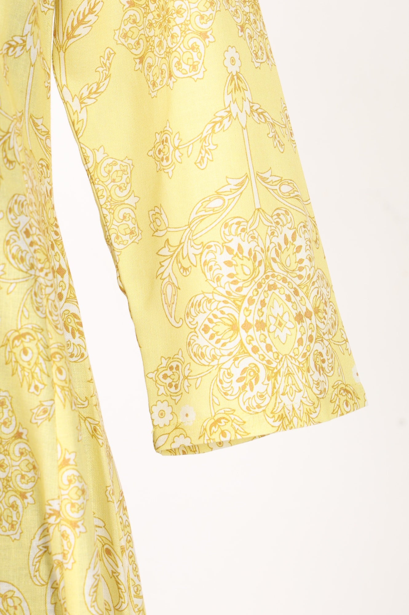 Light Yellow Floral Printed Pure Cotton Straight Kurta With Pants and Dupatta Set