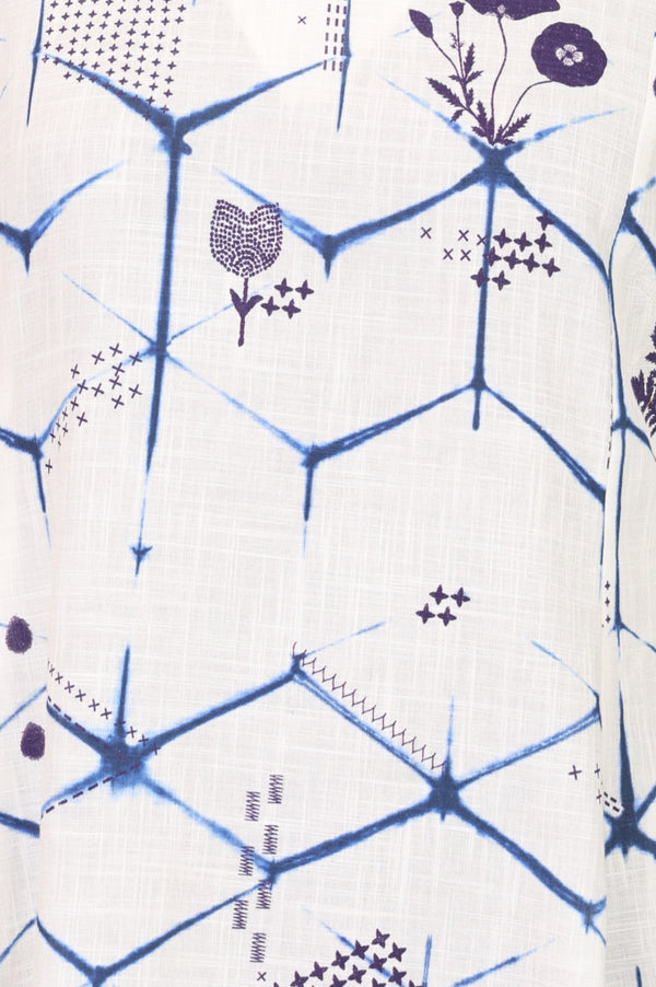 Off White Geometric Printed Pure Cotton Straight Kurta With Pants and Dupatta Set