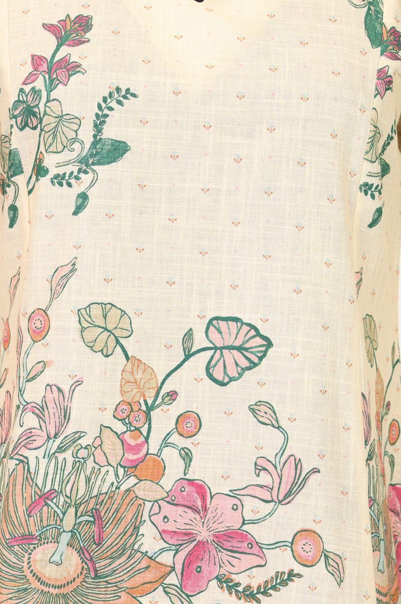 Light Yellow Floral Printed Straight Kurta with Straight Pants and Dupatta Set
