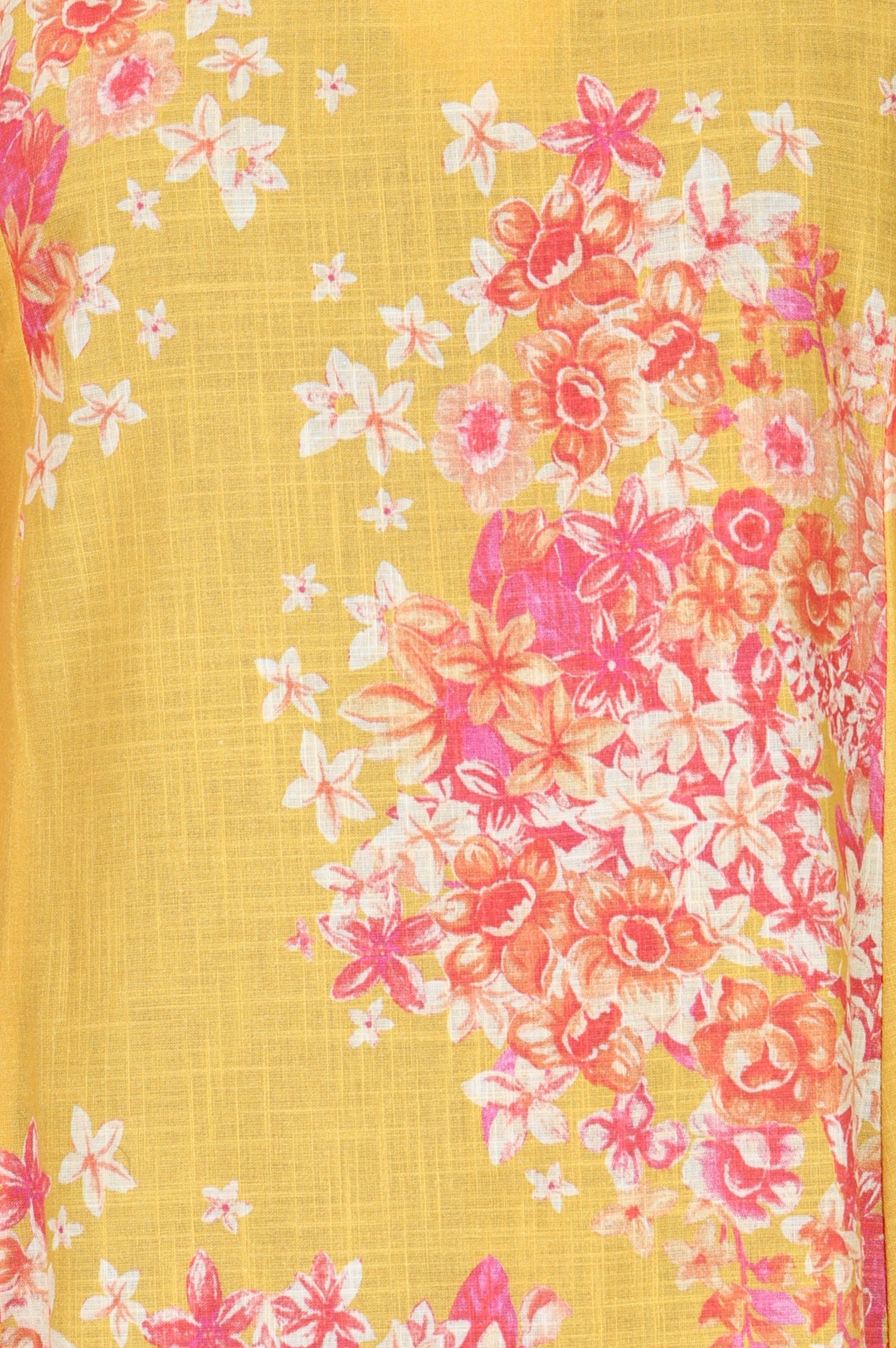 Yellow Floral Printed Pure Cotton A-line Kurta with Trousers Set