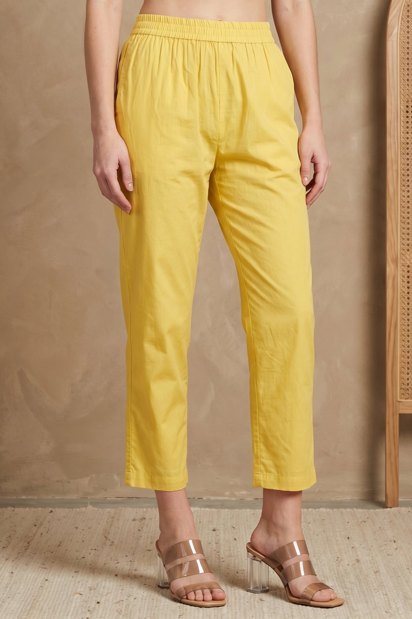 Yellow Floral Printed Pure Cotton A-line Kurta with Trousers Set