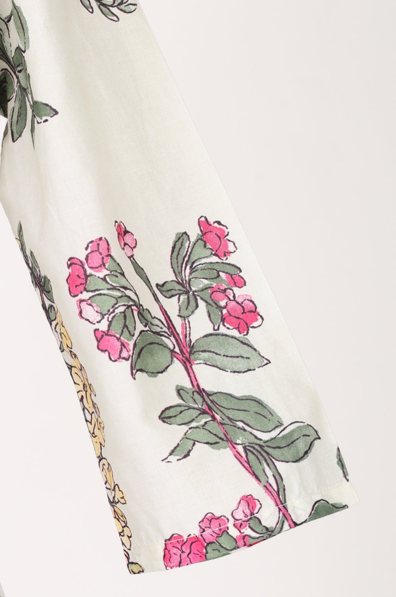 Off White Floral Printed Pure Cotton A-line Kurta with Pants Co-ord Set