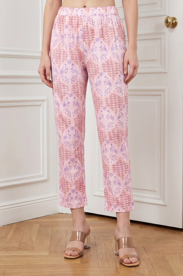 Pink Floral Printed Pure Cotton A-line Kurta with Pants Co-ord Set