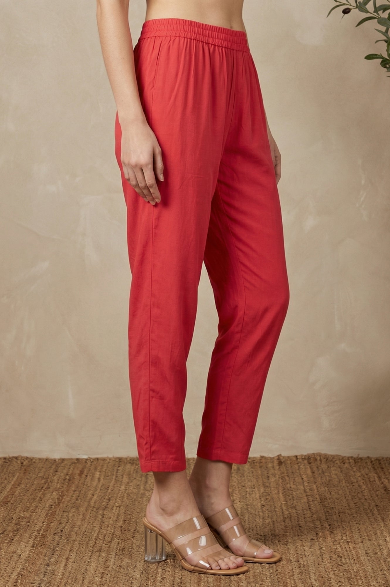 Red Floral Printed Flared Kurta with Pants Set