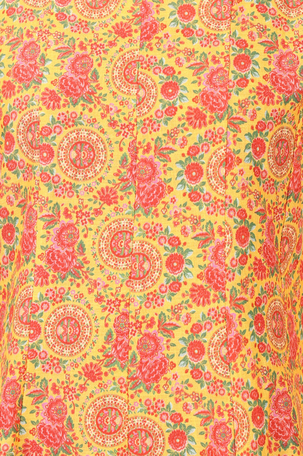 Yellow Floral Printed Rayon Flared Kurta With Pants Co-ord Set
