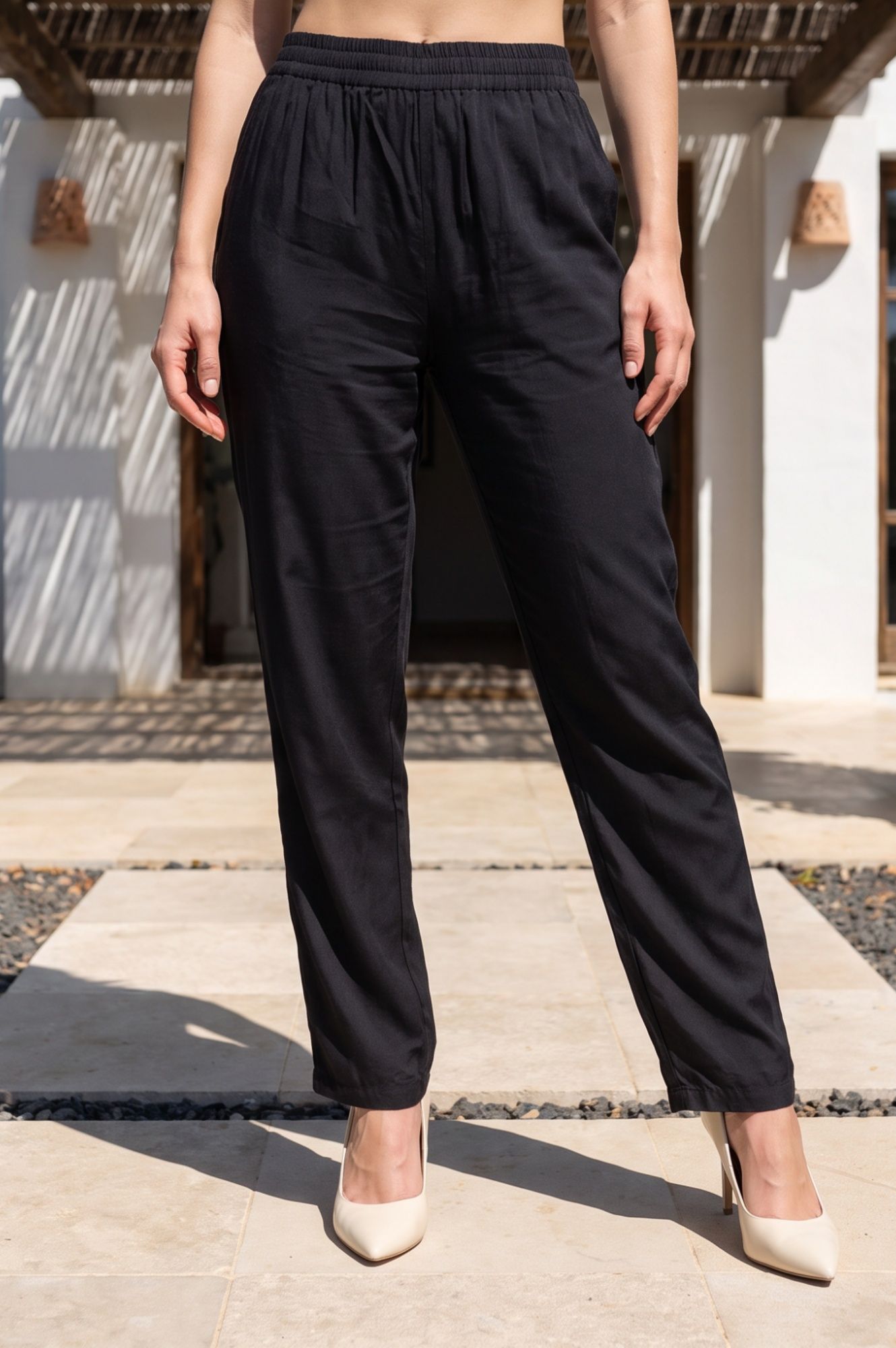 Black Sequins Chanderi Flared Kurta with Pants and Dupatta Set