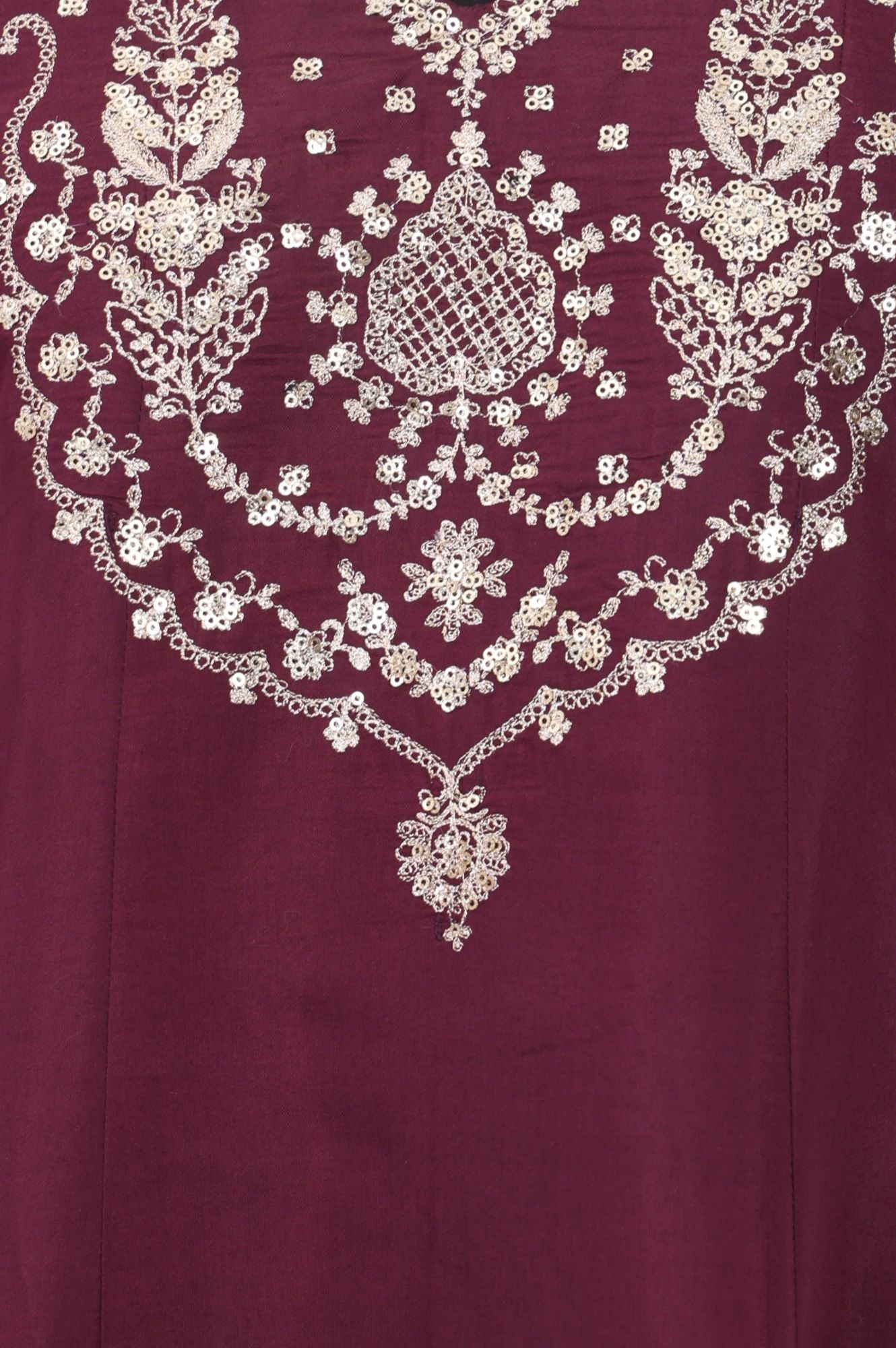 Purple Embroidered Chanderi Flared Kurta with Pants Set
