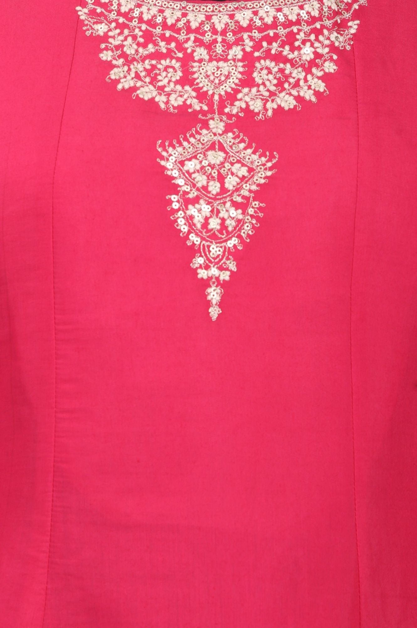 Pink Thread Embroidered Chanderi Straight Kurta with Pants Co-ord Set