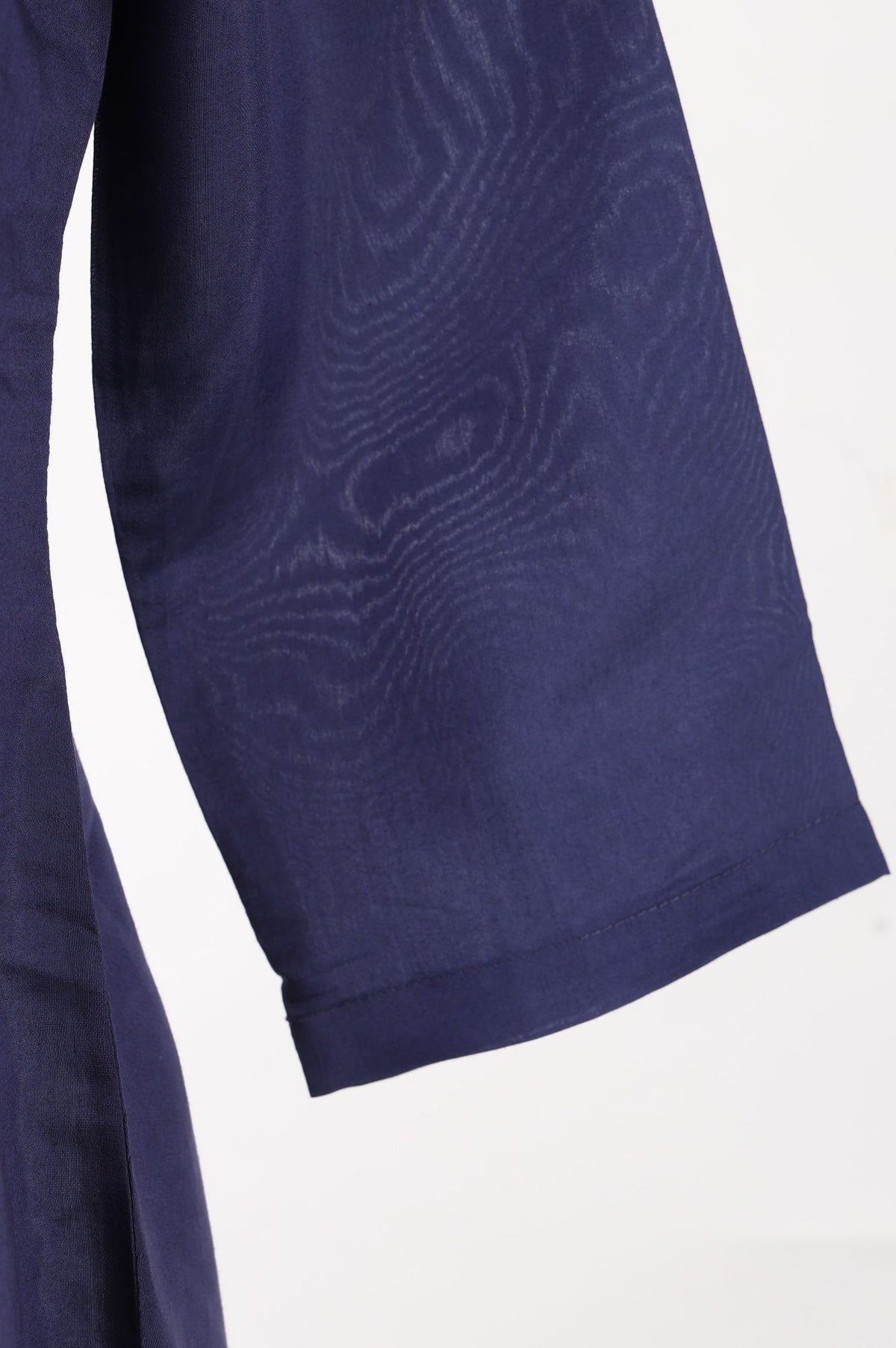Navy Blue Thread Embroidered Chanderi Straight Kurta with Pants and Dupatta Set