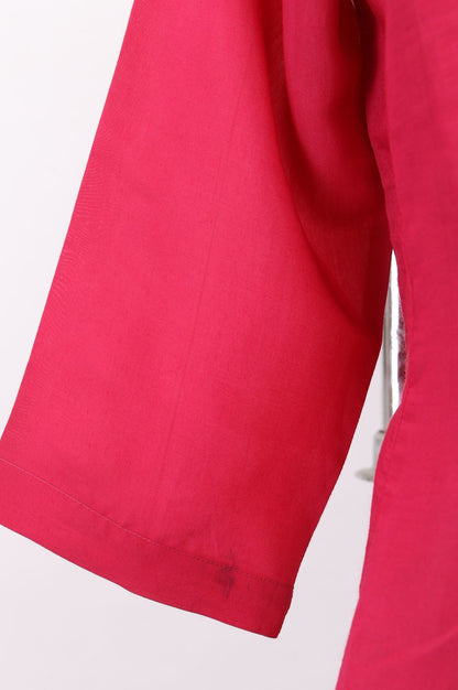 Pink Embroidered Chanderi Straight Kurta with Pants Set