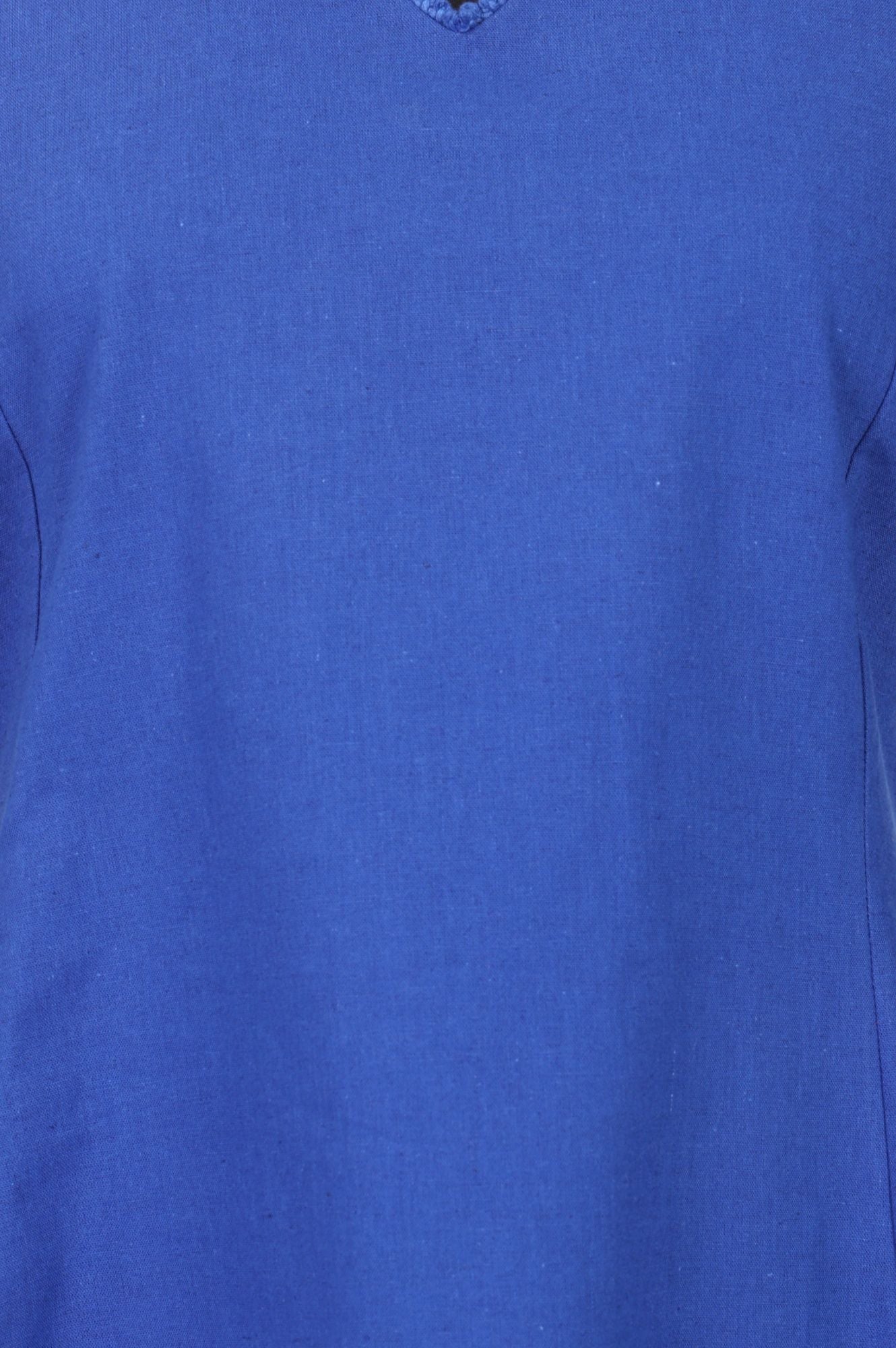 Blue Lace Cotton Flax A-line Kurta with Straight Pants and Dupatta Set