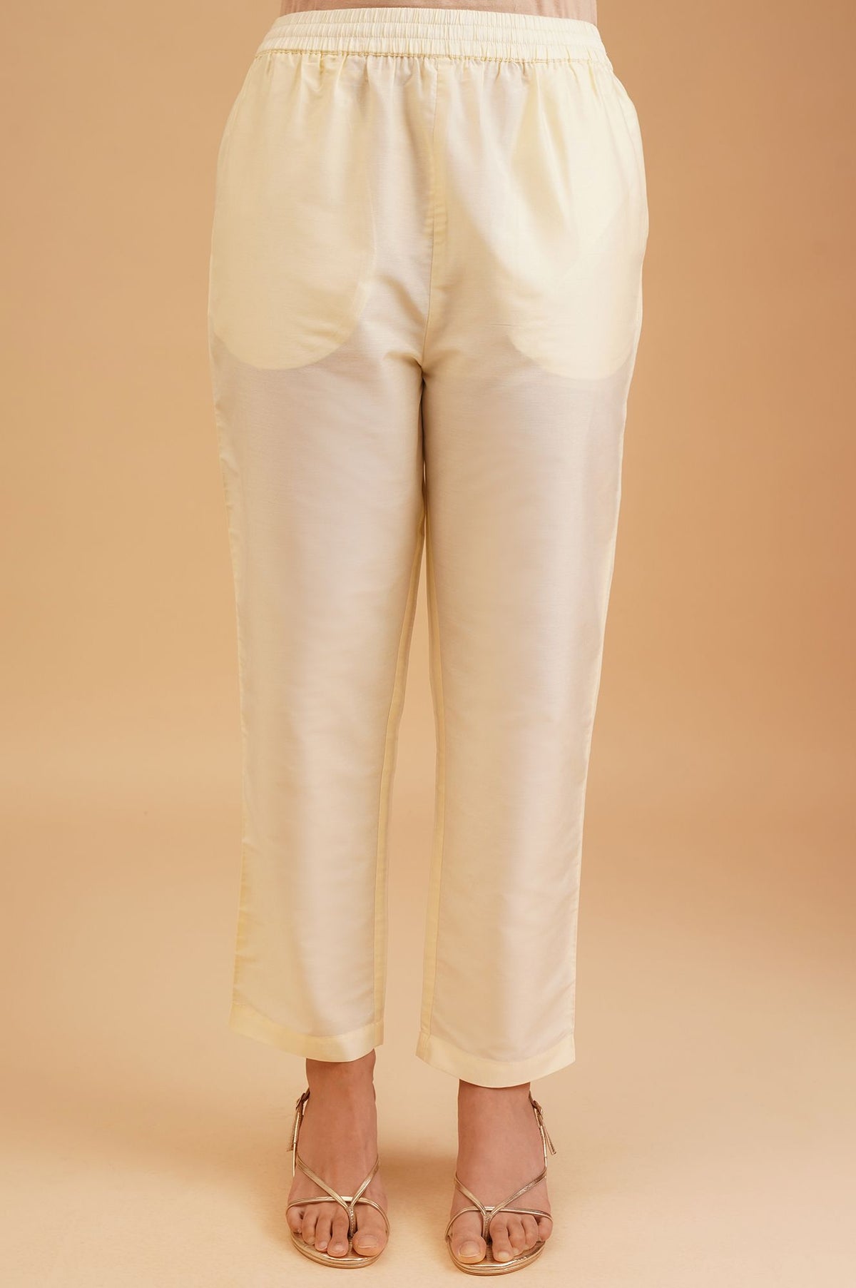 Off White Sequins Embroidered Chiffon Straight Kurta with Straight Pants and Dupatta Set