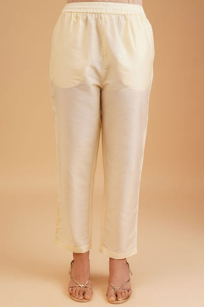 Off White Sequins Embroidered Chiffon Straight Kurta with Straight Pants and Dupatta Set