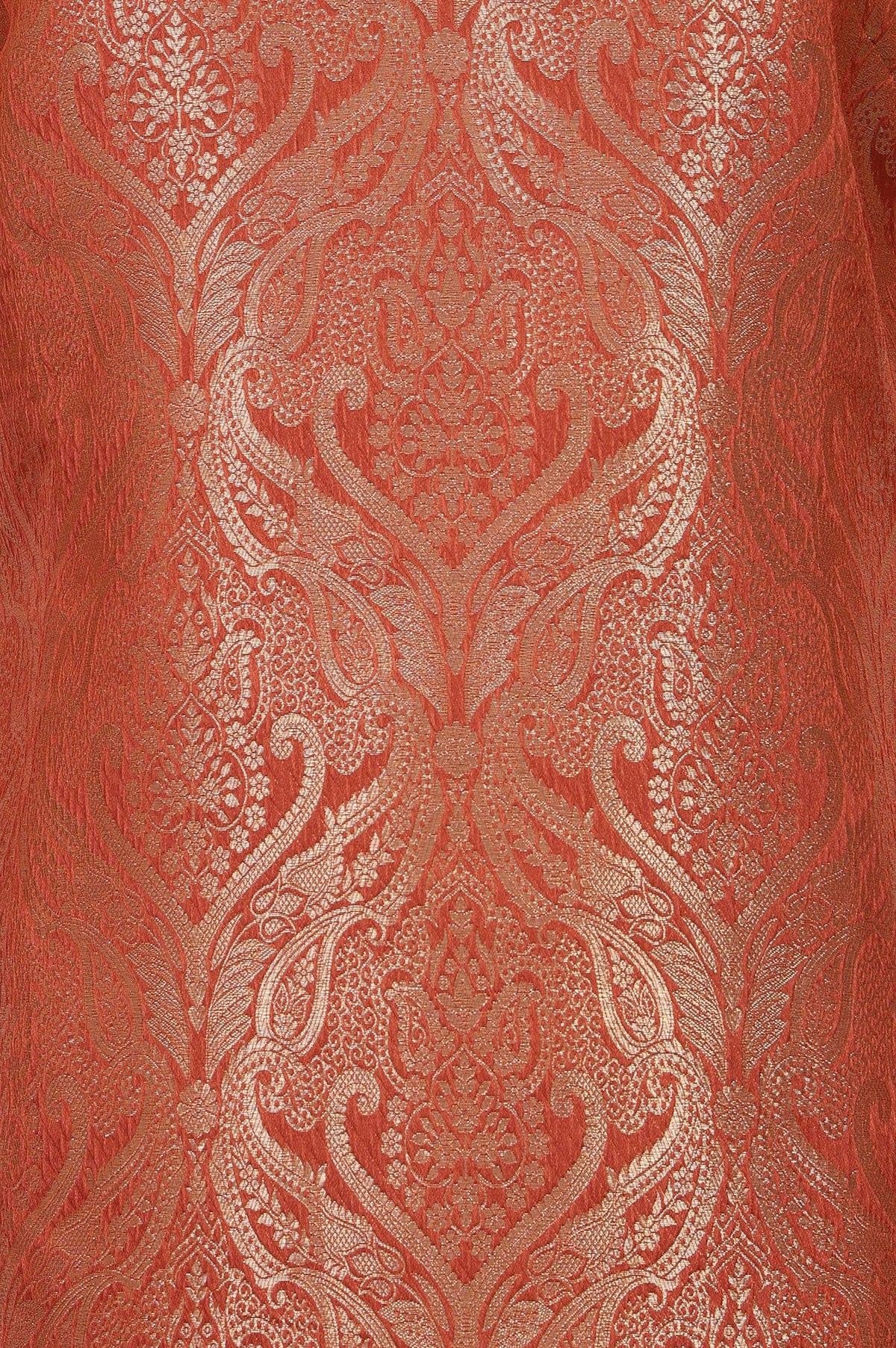 Rust Yarn Dyed Jacquard Straight Kurta with Pants Set