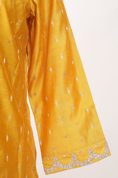 Yellow Zari Embroidered Straight Kurta with Sharara and Dupatta Set