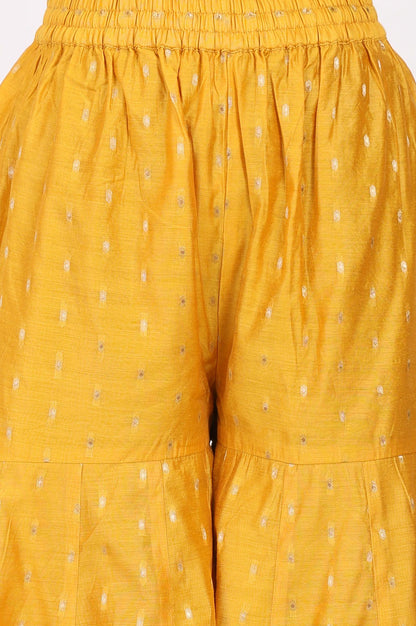 Yellow Zari Embroidered Straight Kurta with Sharara and Dupatta Set