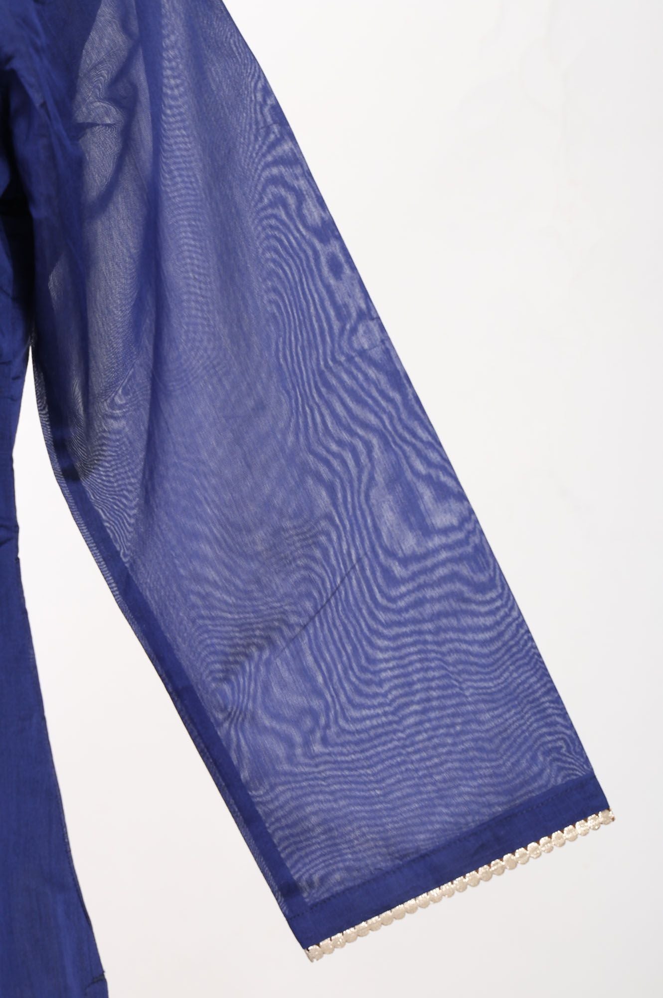 Blue Thread Embroidered Chanderi Straight Kurta with Flared Pants and Dupatta Set