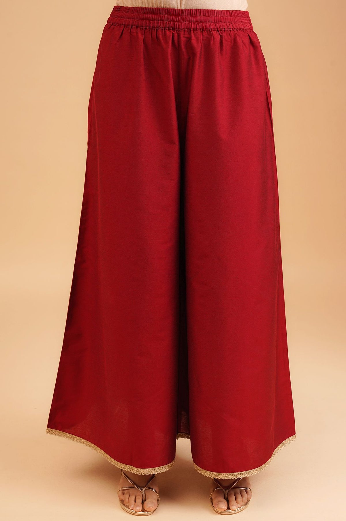 Maroon Sequins Flared Kurta with Flared Pants and Dupatta Set