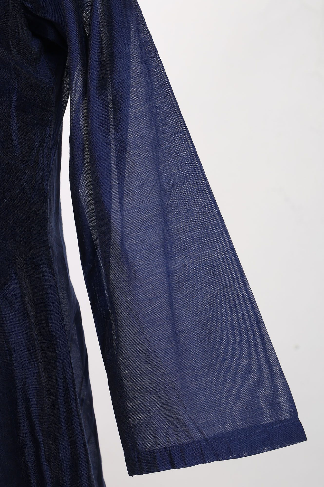 Navy Blue Thread Embroidered Straight Kurta with Pants and Dupatta Set