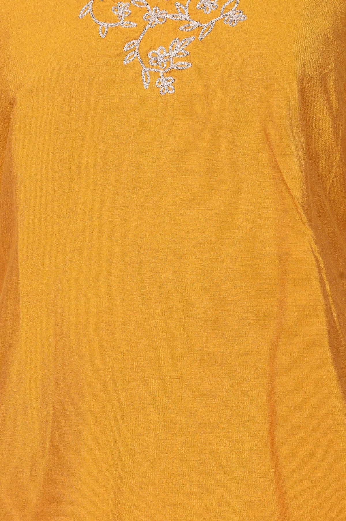 Mustard Embroidered Straight Kurta with Pants Set
