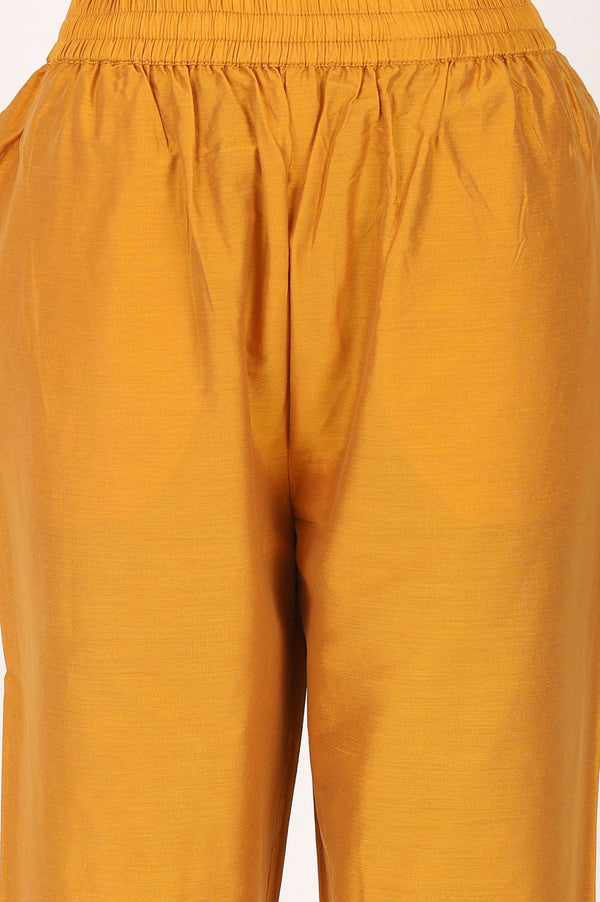 Mustard Embroidered Straight Kurta with Pants Set