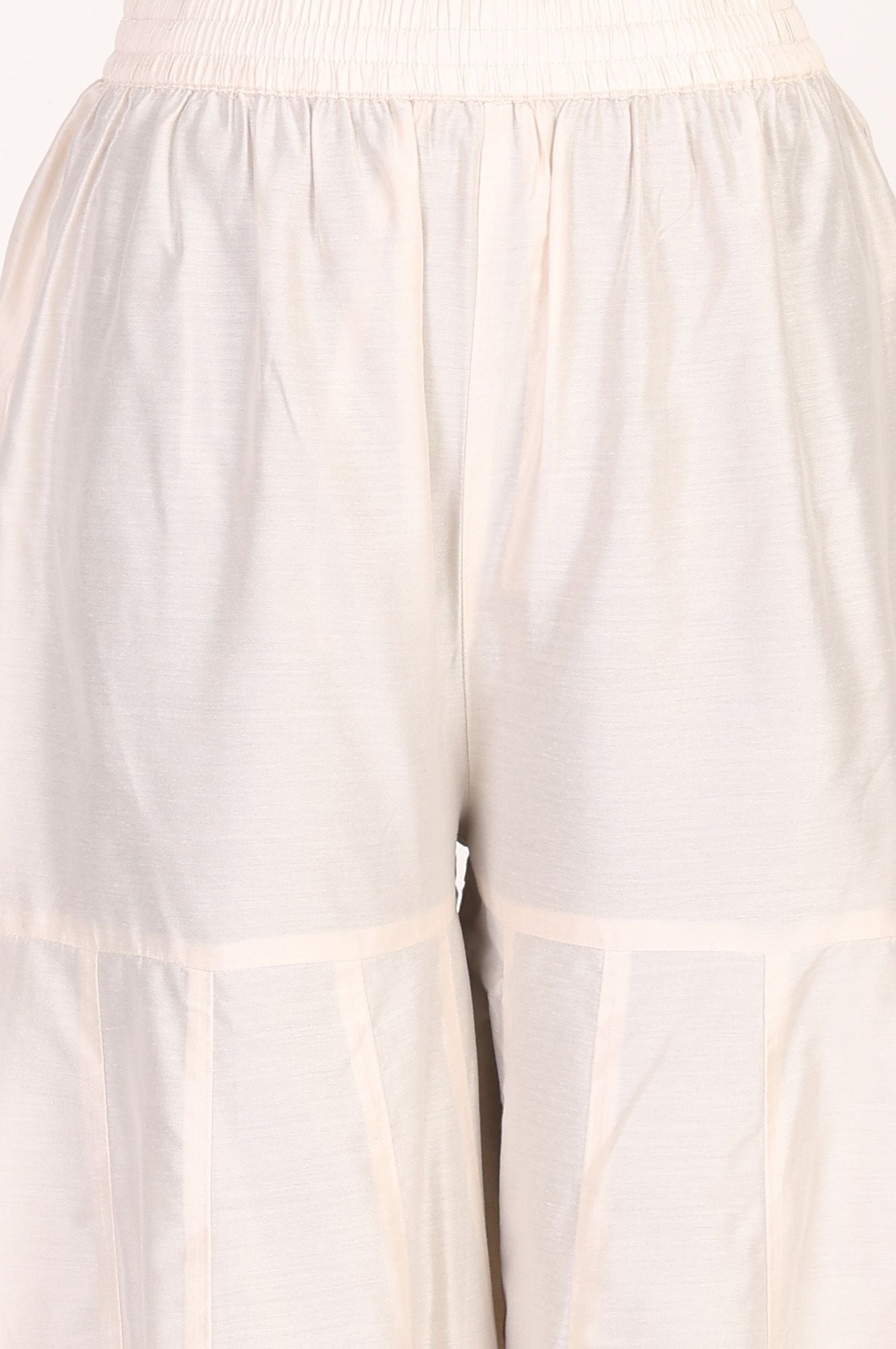 Off White Jacquard Mirror Work Kurta with Straight Pant and Dupatta Set
