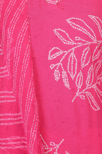 Pink Printed Rayon Straight Kurta with Pants and Dupatta Set