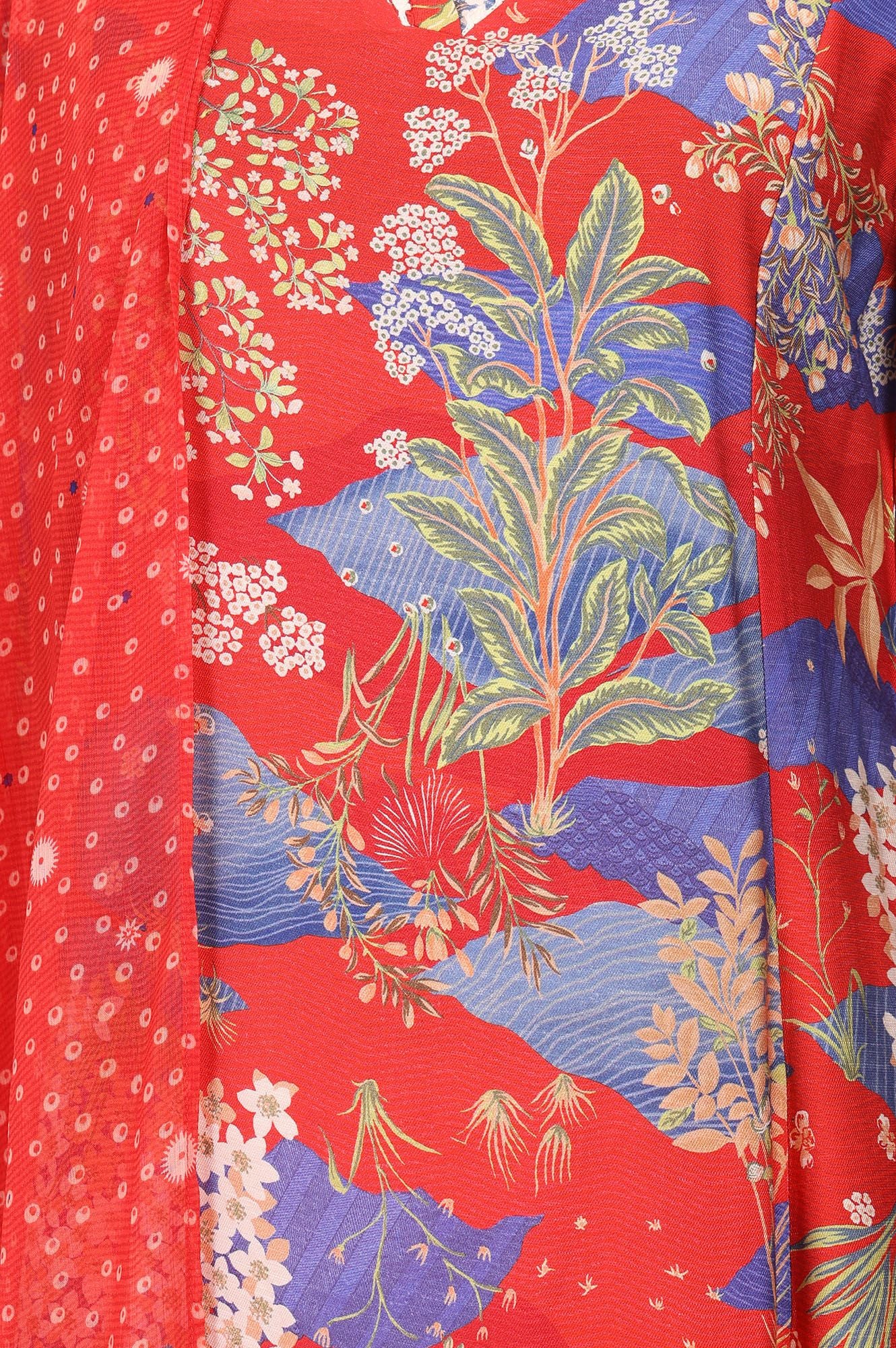 Red Floral Printed Straight Kurta with Pants and Dupatta Set