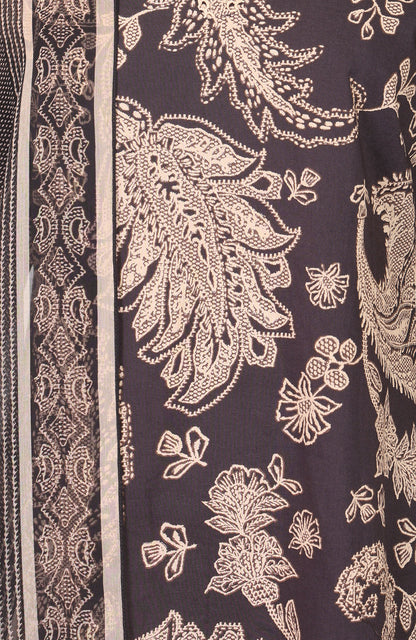 Black Paisley Printed Pure Cotton Straight Kurta With Pants And Dupatta Set