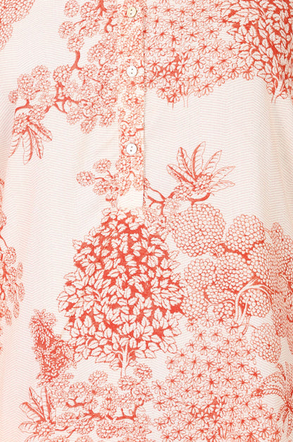 Peach Floral Printed Rayon Straight Kurta with Pants Co-ord Set