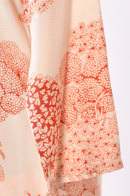 Peach Floral Printed Rayon Straight Kurta with Pants Co-ord Set