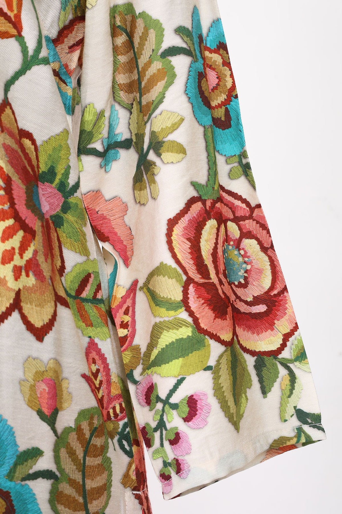 Off White Floral Printed Straight Kurta with Pants Co-ord Set