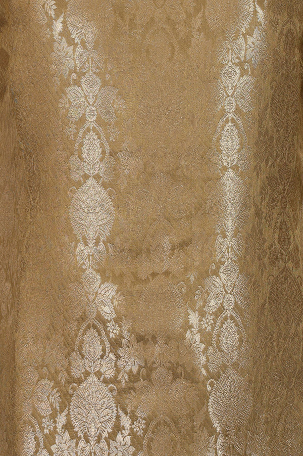 Olive Yarn Dyed Jacquard Straight Kurta with Pants Set