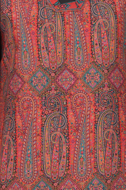 Maroon Jacquard Straight Winter Kurta with Pant Set