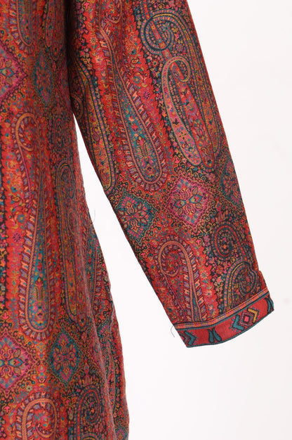 Maroon Jacquard Straight Winter Kurta with Pant Set